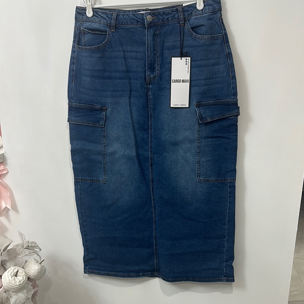 Almost Famous Blue Denim Maxi Skirt